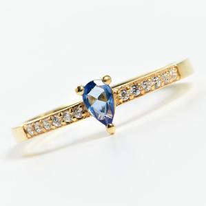 Zubeda Gems Luxury Blue Sapphire Pear Cut 925 Sterling Silver 14K Gold Plated Vintage IGI Certified Teardrop Promise <b>Ring</b> Party - Product Image 2