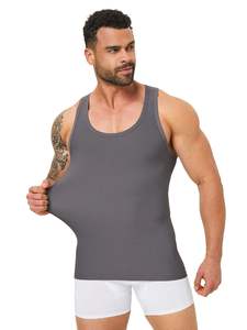 Mens Seamless Shapewear <b>Singlet</b> Ribbed Gym Stringer Fitness <b>Running</b> Shirt Tight Tank Top Quick Dry Breathable Eco-Friendly - Product Image 4
