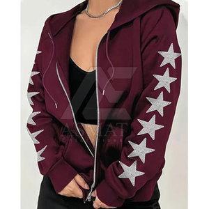 Sudadera con Capucha para Mujer, Informal, para Uso Diario, con Pedrería Brillante, Cierre Completo, Manga Larga, 2026 - Product Image 2