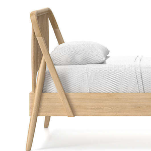 Wooden <b>Bed</b> Frame Platform <b>Bed</b> Oak Finish Upholstered <b>Headboard</b> Bedroom Furniture - Product Image 5