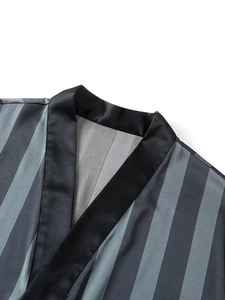 High Quality <b>Men's</b> Sleepwear Quick Dry Breathable Summer Solid Ice <b>Silk</b> <b>Robes</b> Plus Size Casual Knitted Fabric Long Sleeves - Product Image 3