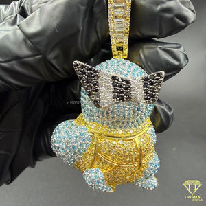 Colgante de Gato de Dibujos Animados Estilo Hip Hop con Diamantes VVS de Laboratorio en Plata de Ley 925 para Hombre - Product Image 1