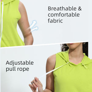 Camiseta sin Mangas con Capucha para Mujer, Impresión de Logotipo Personalizada, el Mejor Diseño, 100% Algodón, Ligera, Precio Económico, Múltiples Colores - Product Image 4