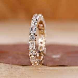 Emerald Cut Diamond Eternity Band Full Eternity Wedding <b>Ring</b> Lab Grown Diamond Anniversary Band Gold <b>Stack</b> <b>Ring</b> - Product Image 3