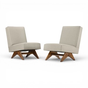 Sillón de Salón de Lujo Estilo Nórdico sin Brazos, Silla de Estilo Moderno de Mediados de Siglo con Patas en Forma de V de Madera Maciza para Sala de Estar - Product Image 5