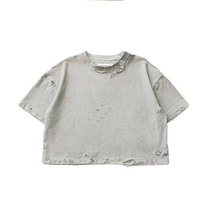 T shirt Manufacture Custom logo Heavyweight Streetwear Blank Vintage Washed Tee Mens Boxy Cropped Oversized Distressed <b>Tshirt</b> - Product Image 2