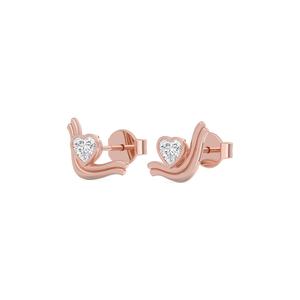 Boucles d'oreilles en or rose 9 carats raffiné avec diamants, pierres de laboratoire taille cœur de 1,00 CTW, bijou élégant, cadeau pour femme - Product Image 5