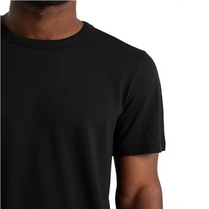 T-shirt en coton 100 % pour homme, noir uni, style streetwear, décontracté, motif tricoté, type lettre, vente en gros - Product Image 5