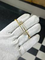 Gelang Bangle Kristal Bunga Salju Berlapis Emas dengan Zirkonia Kubik Trendy untuk Wanita, Perhiasan Fashion India Romantis