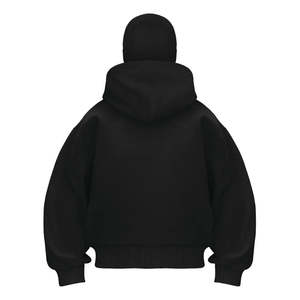 Custom Embroidery Double Hooded Thermal Winter Ninja Double Layer 100% Cotton Pullover Heavyweight Full Zip Balaclava Men - Product Image 2