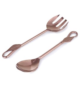 Stainless Steel <b>Salad</b> <b>Servers</b> with Clear Acrylic Handles and Gold Accents - Product Image 2