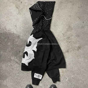 Meilleure vente 2024 hiver arrivée hommes épais polaire blanc plein visage fermeture éclair sweats à capuche à vendre à bas prix strass sweats à capuche - Product Image 3