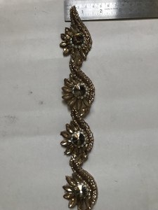 Lujoso y Elegante Encaje Floral Barroco 3D Bordado a Mano con Lentejuelas Doradas y Microperlas sobre Tul Transparente, Regalos Jk - Product Image 3