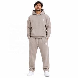 Ensemble de survêtement et jogging en molleton épais, vêtements de sport décontractés en molleton de coton, logo personnalisé, sweat-shirts grandes tailles, vente en gros - Product Image 1