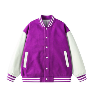 Blouson universitaire en cuir personnalisé pour homme, avec col montant, patch brodé, méthode de tissage au crochet, coupe-vent et respirant - Product Image 4