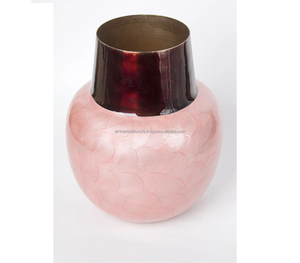 Jarrón de Metal de diseño propio rosa y rojo de alta calidad, jarrón de flores de tono esmaltado moderno, Mesa para el hogar y el jardín de Ambiance Lifestyle - Product Image 6