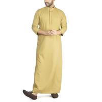 Jubba Thobe Traditionnelle Islamique pour Hommes, Manches Longues, Coton et Polyester, Kaftan Décontracté, Couleur Unie, Poches, Arabie Saoudite, Tailles Plus pour Adultes