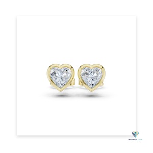 Ensemble de bijoux en or jaune 2,50 carats avec diamants de laboratoire en forme de cœur, serti clos en or 18 carats, comprenant un pendentif cœur et des boucles d'oreilles clous, bijoux fins - Product Image 5