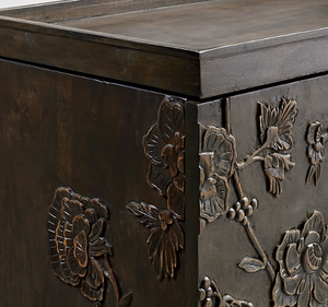 Mueble Bar de Madera de Caoba Maciza Tallado a Mano de Lujo, Mueble para Almacenamiento de Vino con Relieve, Exhibidor de Copas de Vino Moderno para el Hogar, Minimalista - Product Image 4