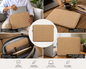 กระเป๋าใส่แล็ปท็อป AMANI Jute Modern พร้อมซิปกันกระแทก สำหรับพกพาใช้งานประจำวัน  ตัวเลือกโลโก้แบบกำหนดเอง - Product Image 5