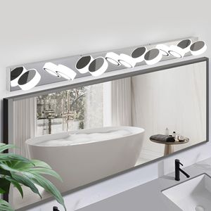 52\" Modern 7-<b>Light</b> LED Vanity <b>Light</b> Fixture <b>Chrome</b> Finish with Energy Efficient Acrylic Shades Dimma Bathroom <b>Wall</b> Sconce - Product Image 3