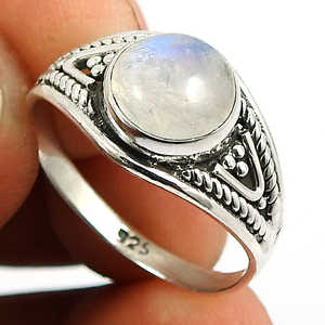 Anillo de piedra lunar arcoíris natural, hecho a mano, de plata de ley 925, para venta al por mayor, joyería bohemia. - Product Image 3