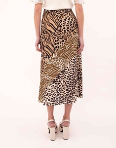 Jupes longues décontractées sexy à imprimé animal, taille haute, avec poches camouflage, grande taille, devant plat et taille élastique à l'arrière - Product Image 2