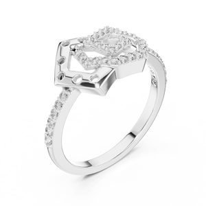 Bague en diamant géométrique de luxe pour femmes |   Design de boucle moderne |   Sertissage micro-pavé |   Bague en moissanite |   Alliage d'argent sterling - Product Image 2