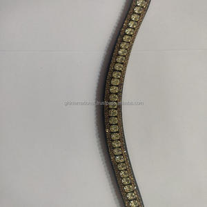 Diadema de Cuero Genuino de Alta Calidad en Forma de U Personalizada con Hermosa Cadena de Cristal de Cinco Filas - Product Image 2