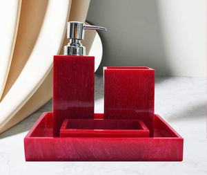 Natural Marble Five-piece Modern Sustainable Bathroom Storage Set with Elegant Cotton Sab <b>Toilet</b> Tray and Tissue Box for Hotels - Product Image 2