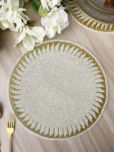 Round Beaded Eco-Friendly Customizable Luxury Wedding <b>Place</b> <b>Mat</b> Bohemian Floral Pattern Handmade Washable Home Decor - Product Image 4