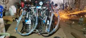 double Bucket Cow & Buffalo Milking Machine | <b>Portable</b> Electric <b>Trolley</b> Dairy Farm Milking Equipment with SS Can - Product Image 2
