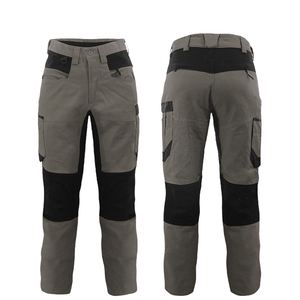 Men's Gray Hi Visibility Reflective CE Certified <b>Work</b> <b>Pants</b> <b>Black</b> Reinforced Knees Pockets Abrasion Resistant Polyester Uniform - Product Image 1