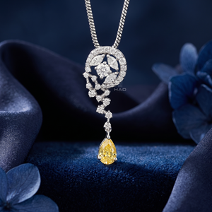 Collar con Colgante de Diamante Amarillo Cultivado en Laboratorio, Diseño de Gota Celestial, Oro Blanco, Joyería Fina de Lujo, Elegante Regalo para Mujer - Product Image 6