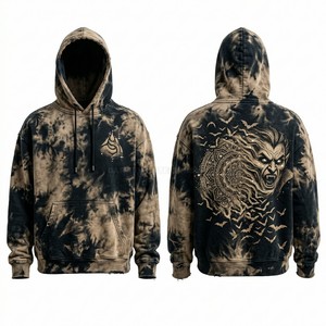 Sudadera con capucha personalizada tie-dye para hombre, con gráfico de mandala de vampiro, estilo oversize, lavado vintage, jersey de alta gama, fabricante de ropa urbana. - Product Image 1