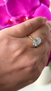 Anillo de compromiso solitario con diamante cultivado en laboratorio de 3 quilates, forma ovalada, para mujer, anillo de oro macizo de 14 quilates, anillo de boda nupcial, aniversario. - Product Image 4