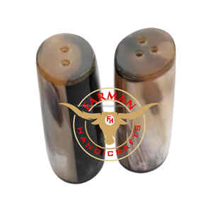 Juego de salero y pimentero de cuerno de búfalo premium, hecho a mano, con acabado brillante, accesorio de mesa a precio económico. - Product Image 5