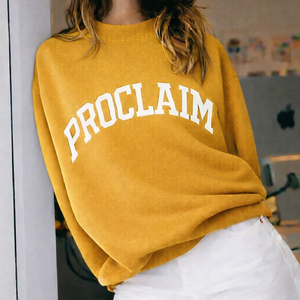 Sudadera de cuello alto bordada de forro polar de manga larga de punto oversize para invierno, ajuste relajado, informal, para mujer 2026 - Product Image 1