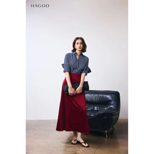 CV689 Private Label Women High Waisted Burgundy Silk <b>Mermaid</b> <b>Skirt</b> Supplier - Product Image 2