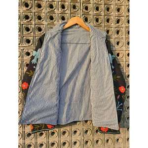 Veste bohème en velours marron faite à la main avec broderie florale, col montant, manches longues, vêtements d'extérieur pour femmes, automne - Product Image 3