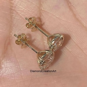 1.7 CTW Simulated Moissanite Diamond <b>Stud</b> Earrings Claw Setting Micro Inlay 18K Gold Plated IGI Certified Luxury Modern - Product Image 2