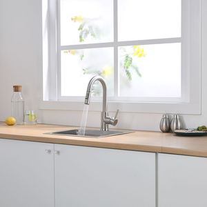 Rubinetto da cucina estraibile in nichel spazzolato con doccetta, rubinetto per mini bar e lavello, e rubinetti da bagno di Kitchen Faucets - Product Image 4