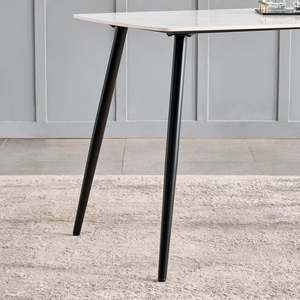 Modern Rectangle Dining <b>Table</b> with Black Solid Wood Legs Marble Top Midcentury Design Stable Home Furniture for 4 Seaters - Product Image 6
