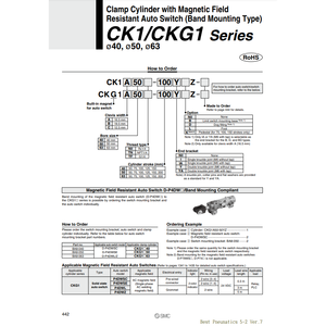 Pièces pneumatiques de cylindre de serrage de CK1A63-75YZ pneumatique SMC - Product Image 2