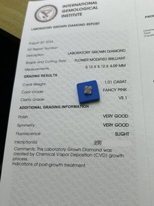 เพชรหลวมหรูหราขนาด 1.01 กะรัต รูปทรงโมโนแกรม ความสะอาดระดับ VVS ได้รับการรับรองจาก IGI เพชรแฟนซีสีชมพูที่เพาะเลี้ยงในห้องปฏิบัติการ CVD สำหรับทำเครื่องประดับ ขายส่ง - Product Image 2