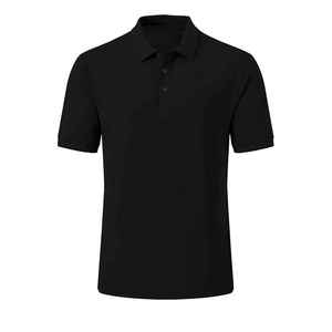 Polo de Manga Corta Negro para Hombre, Color Sólido, Informal, Tejido Oxford, Corte Regular, Cuello con Botones - Product Image 2