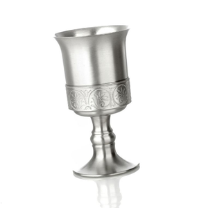 Cáliz de Metal Grabado a Mano, Diseño Antiguo, Acabado Plateado, Vaso de Metal de Alta Calidad, Artículos para Bebidas - Product Image 3