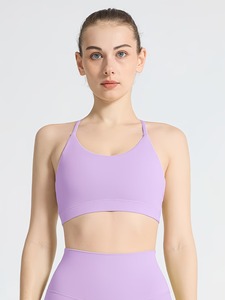 Strappy Keyhole Sports <b>Bra</b> Women Scoop Neck Crop Top Wireless Padded Gym Workout Fitness Activewear <b>Open</b> Back Triangle Bralette - Product Image 2