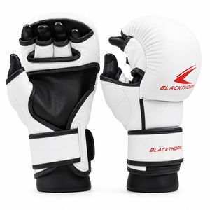 ถุงมือ MMA หนัง ครึ่งนิ้ว ปิดด้วยเวลโคร สีแดง สำหรับผู้ใหญ่ ศิลปะการต่อสู้ - Product Image 2
