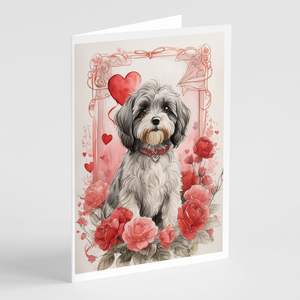 Tibetan Terrier Valentine Roses A7 Whimsical Blank <b>Greeting</b> <b>Cards</b> 5x7 <b>Note</b> <b>Cards</b> Pack of 8 with Envelopes - Product Image 1